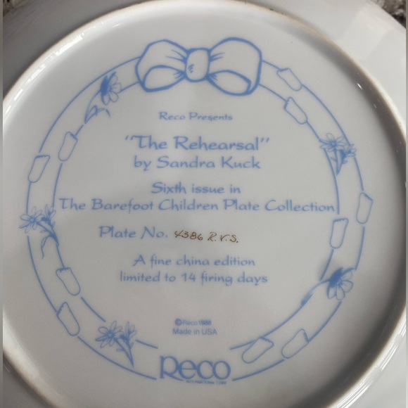 Sandra Kuck / Reco "The Rehearsal" Collector Plate 1988 Plate Number 4386 RVS - Picture 5 of 5